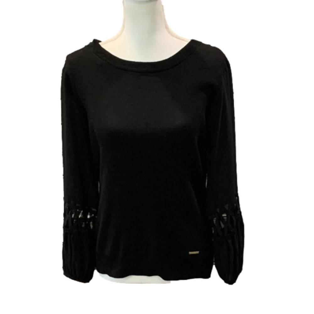 Marc New York NEW Black Chiffon Sleeve Sweater